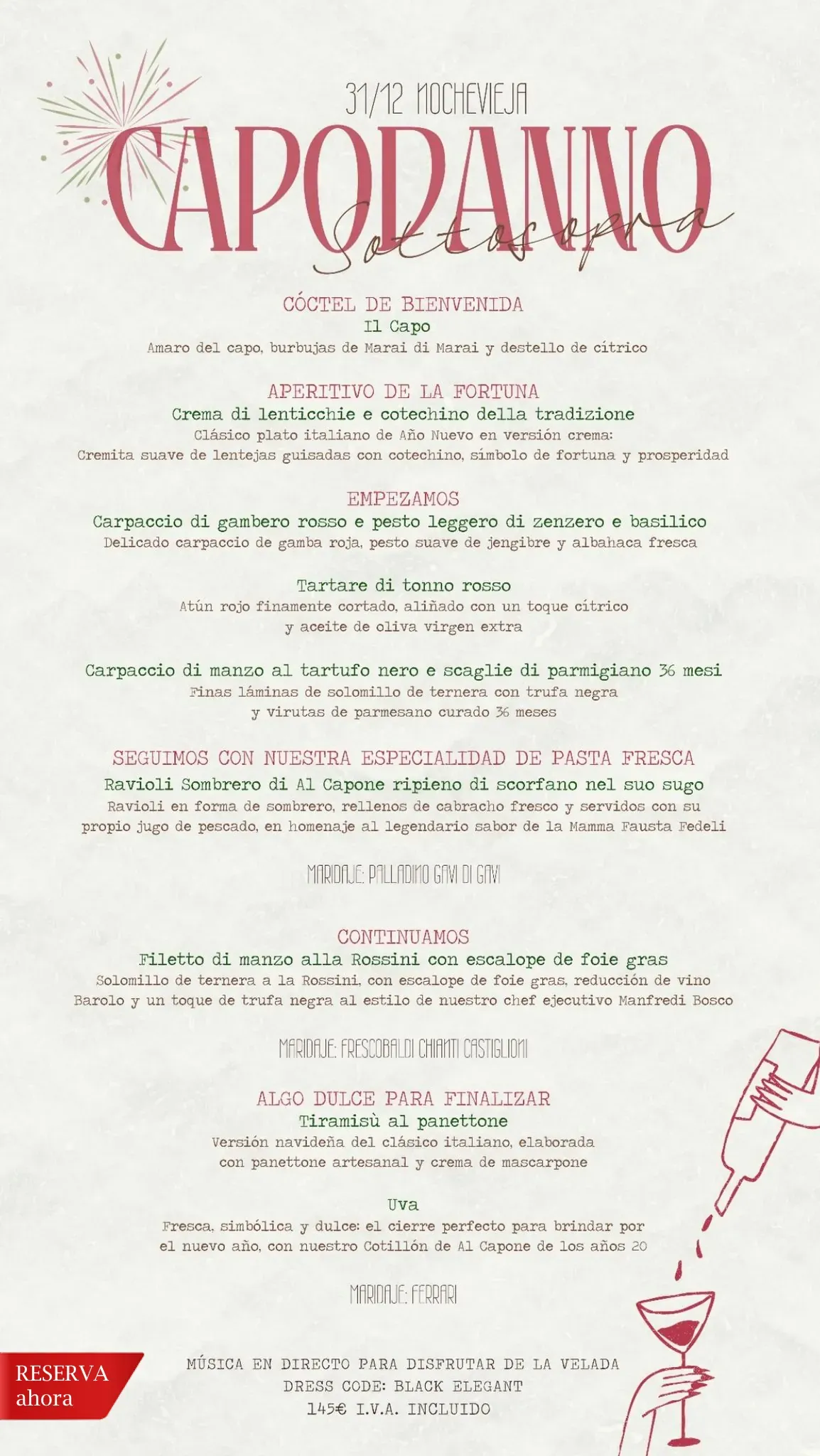 Restaurante Sottosopra - Capodanno 2025 Nochevieja